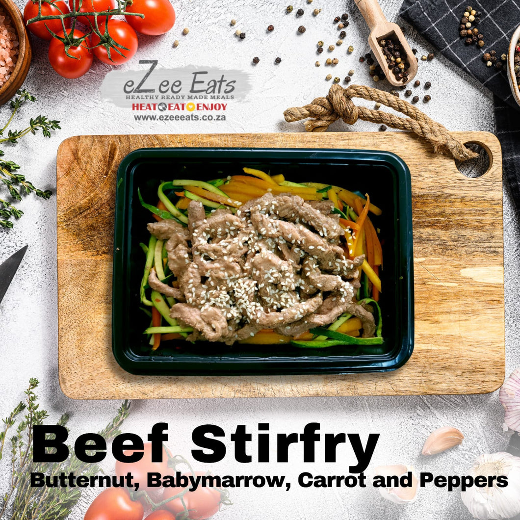 LC Beef strips, stirfry veggie and cauliflower mash